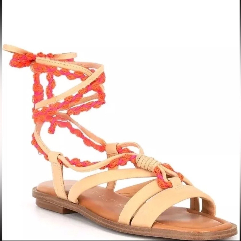 Chelsea & Violet Dahlia Leather Ankle Wrap Lace Up Strappy Sandals Size 5M‎ $89